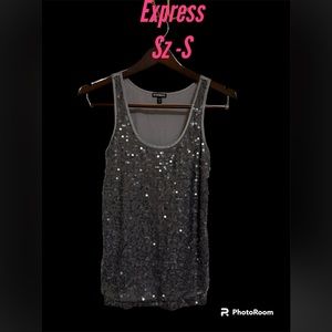 Express sequin tank charcoal grey size S